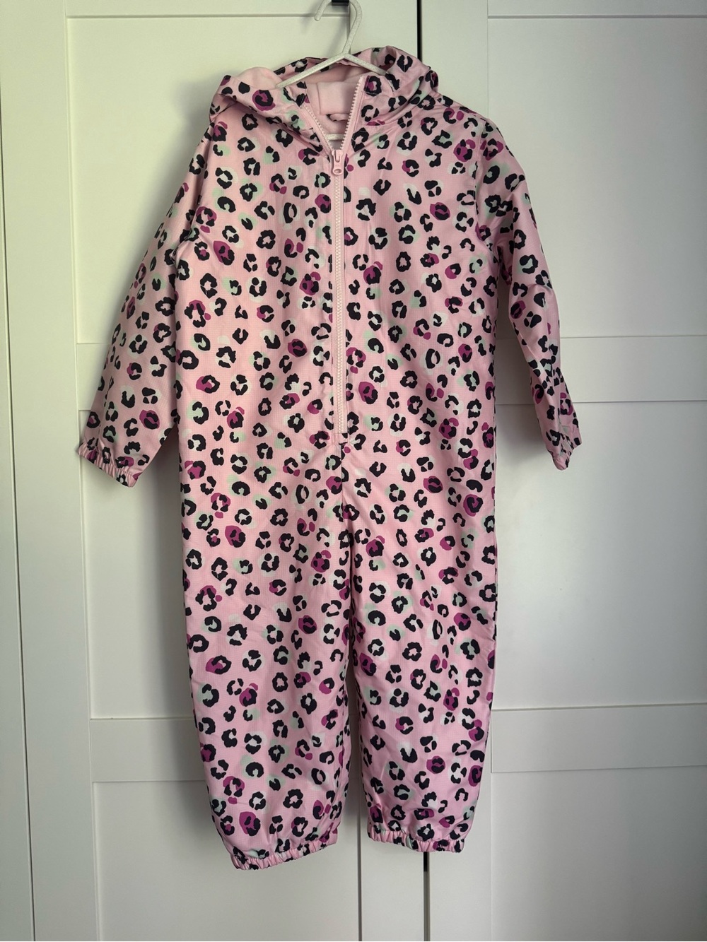 NWOT Joe Fresh Girls Fleece Lined Pink Leopard Waterproof Snow Slush Suit Size 4